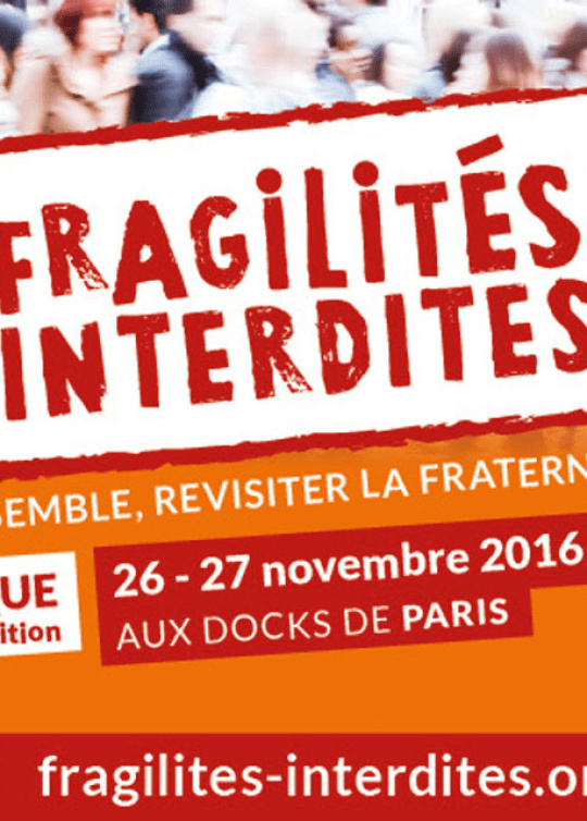 Affiche de l'événement. Titre : Fragilités interdites. Dates : 26 et 27 novembre 2016 aux docks de Paris.