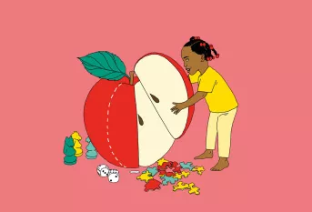 Illustration sur les maths avec une petite fille 