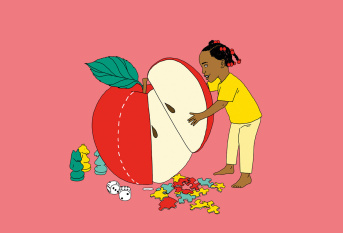 Illustration sur les maths avec une petite fille