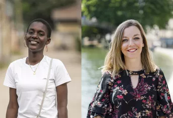 A gauche Jocelyne, prise en charge par le REIPER à Brazzaville. A droite Laura-Marie Hendricksen, Directrice International 