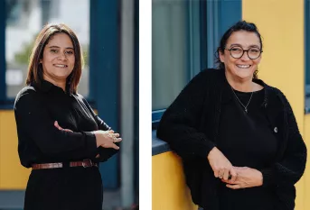 A gauche, Fatima, stagiaire du dispositif Diapason et  à droite, Adeline Massart, formatrice projet professionnel à Diapason