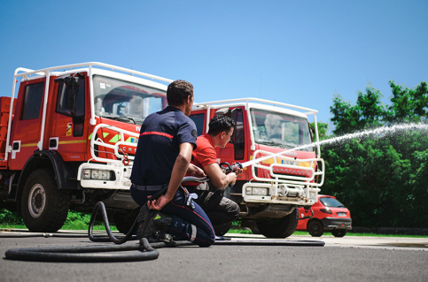 Darice, en CAP agent de sécurité au Campus Elie à La Réunion, en stage à la caserne des pompiers du Port