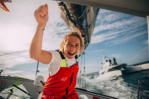 Violette Dorange sur son bateau