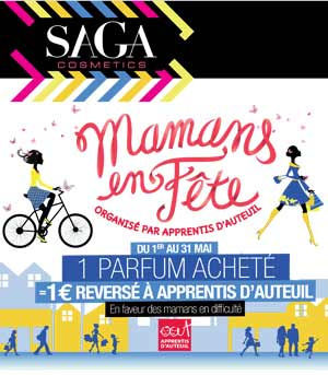 Saga cosmetics s'engage solidairement pour Apprentis d'Auteuil et Mamans en fête Saga cosmetics s'engage solidairement pour Apprentis d'Auteuil et Mamans en fête