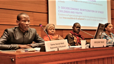 Intervention d’Alou Coulibaly, directeur du Samusocial Mali, au conseil des droits de l’homme, Genève, janvier 2018 © DR