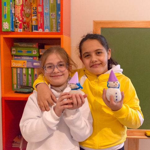 Angelina (à gauche) et Paulita (à droite) à l'accueil d'urgence Mont-Liban