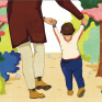 Illustration de la confiance - maman tenant son enfant par la main